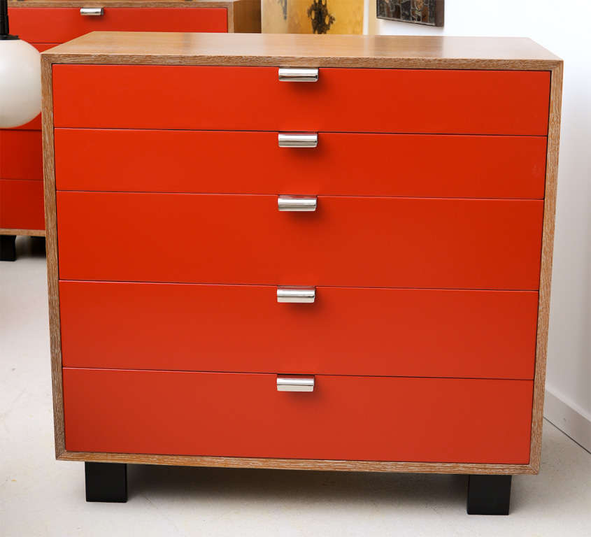 Pair of George Nelson chests for Herman Miller-each hosting five graduating drawers.
