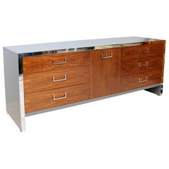 Retro 1960s Chrome-Trimmed Rosewood Dresser