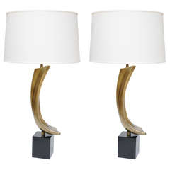 Pair of Brass Laurel Lamps by Maurizio Tempestini