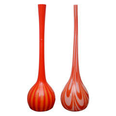 Pair of Tall Italian Glass Vases