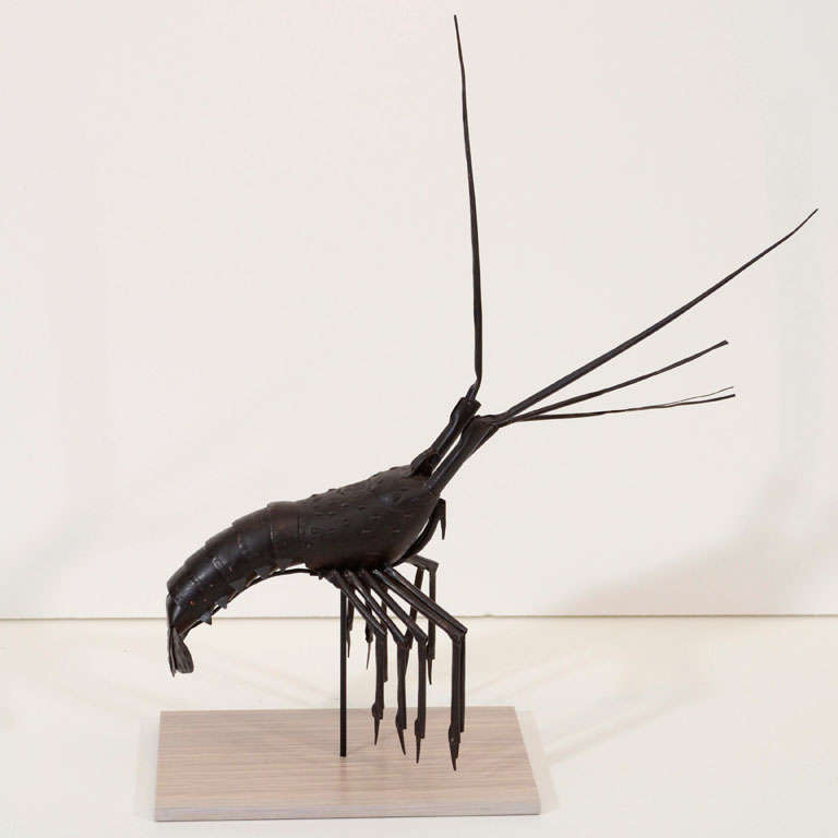 A 19th century Japanese iron Jizai Okimono articulated spiny lobster
Edo period
mounted on a contemporary stand