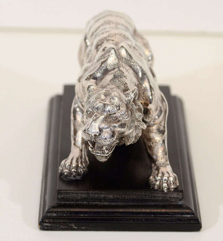 silver tiger statue