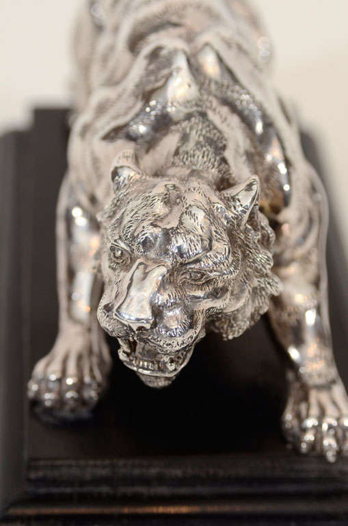 A 20th Century Italian Sterling Silver Tiger In Excellent Condition In New York, NY