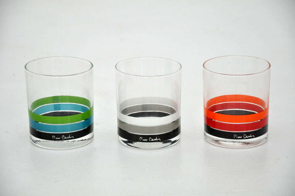 Set of 6 Pierre Cardin low ball glasses.  Set comes in original red Pierre Cardin box.