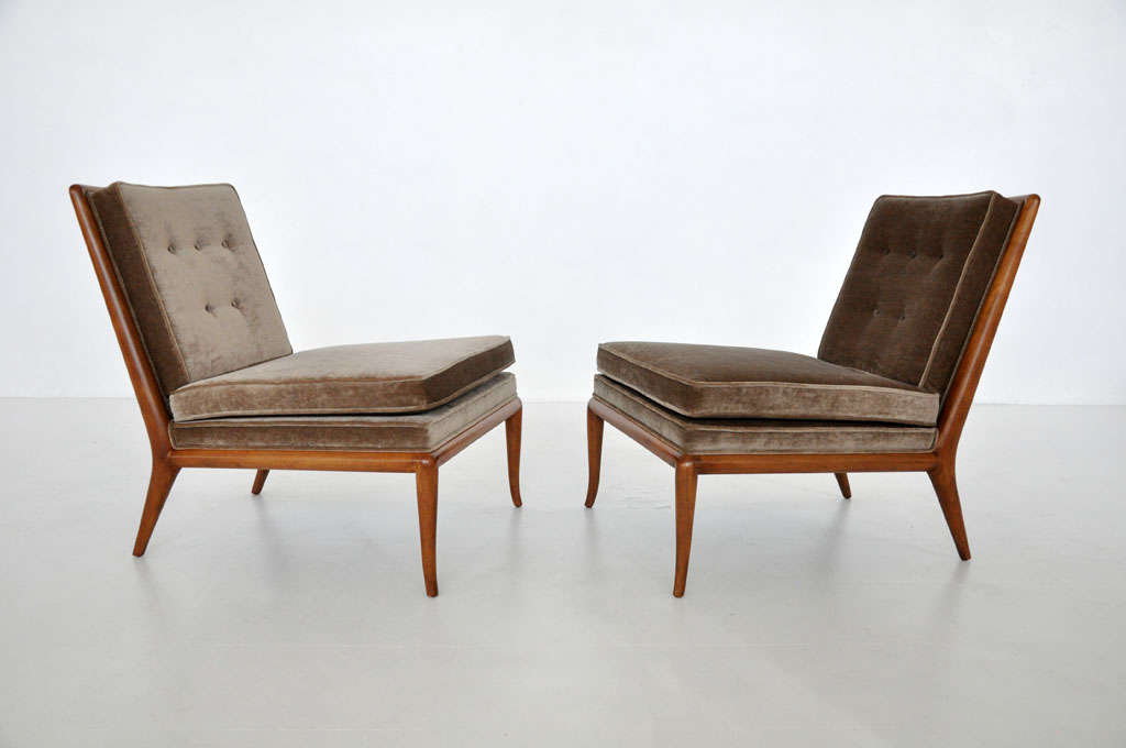 T.H. Robsjohn-Gibbings pair slipper chairs