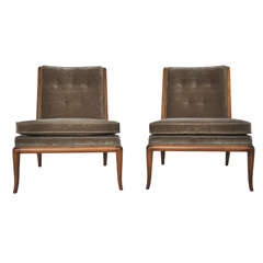 T.H. Robsjohn-Gibbings pair slipper chairs