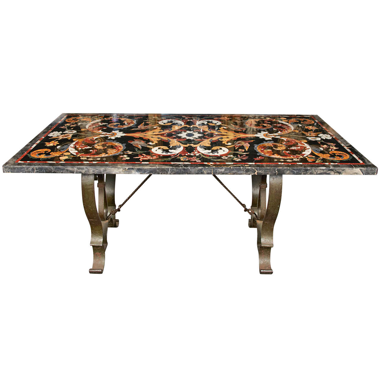 20th Italian Marble Table With Marquetry For Sale