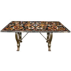 20th Italian Marble Table With Marquetry