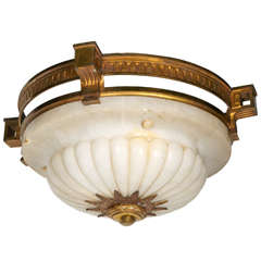 19th Ceiling Lamp in Bronze and Alabaster