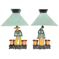 Pair of Vintage Chalkware Lamps