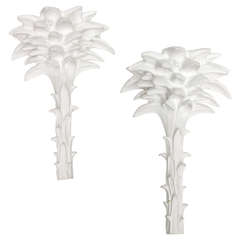 Pair of Plaster Palm Sconces