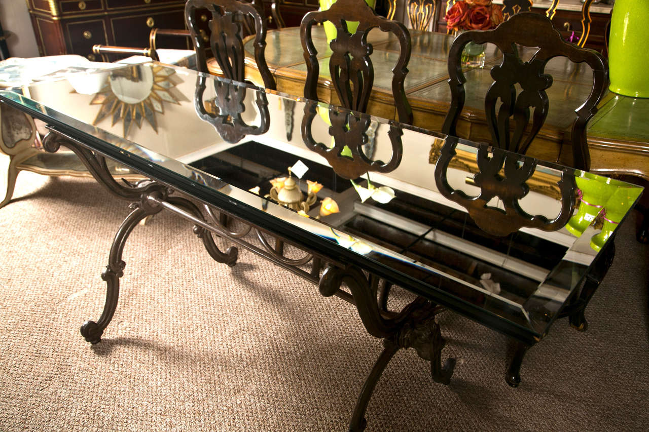 Mid-20th Century Neoclassical Style Iron Base Console Table