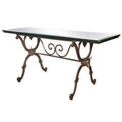 Neoclassical Style Iron Base Console Table