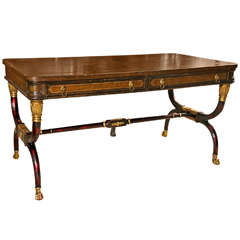 Neoclassical Style Leather Top Bureau Plat