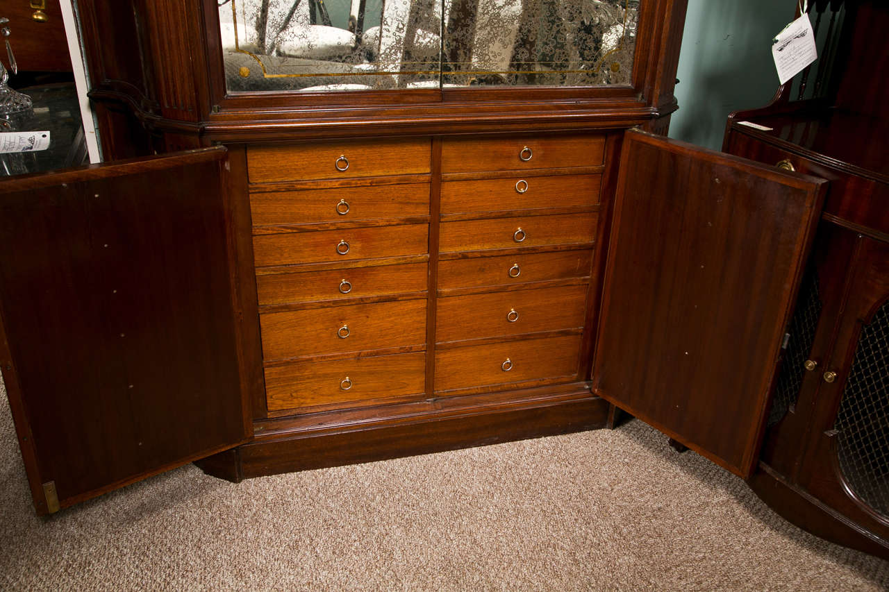 Unknown Art Deco Style Mahogany French Bar Or Serving Cabinet Distressed Mirror Doors