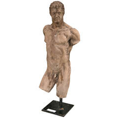 19th Century Terra Cotta Nude Male Sculpture