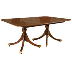 Regency Style Mahogany Banded Dining Table