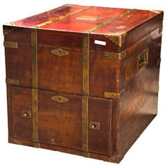 Campaign Style Mahogany Chest Side Table