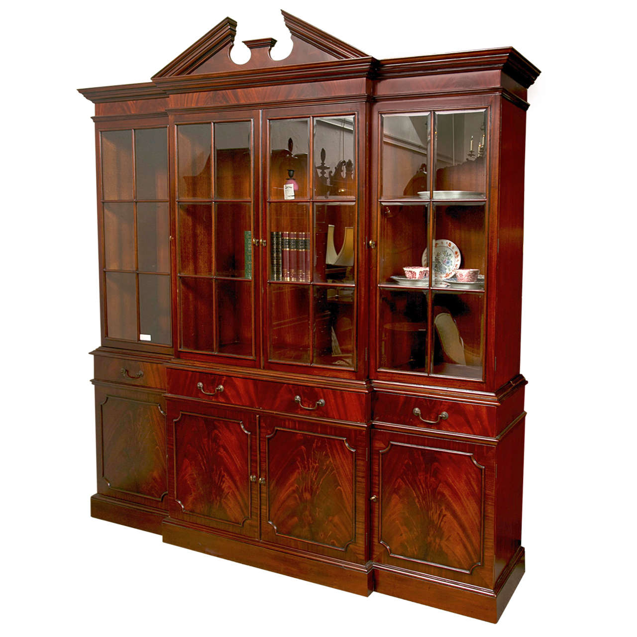 English Regency Style Mahogany Breakfront by Baker