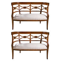 Pair of Sheraton Style Rosewood Settees