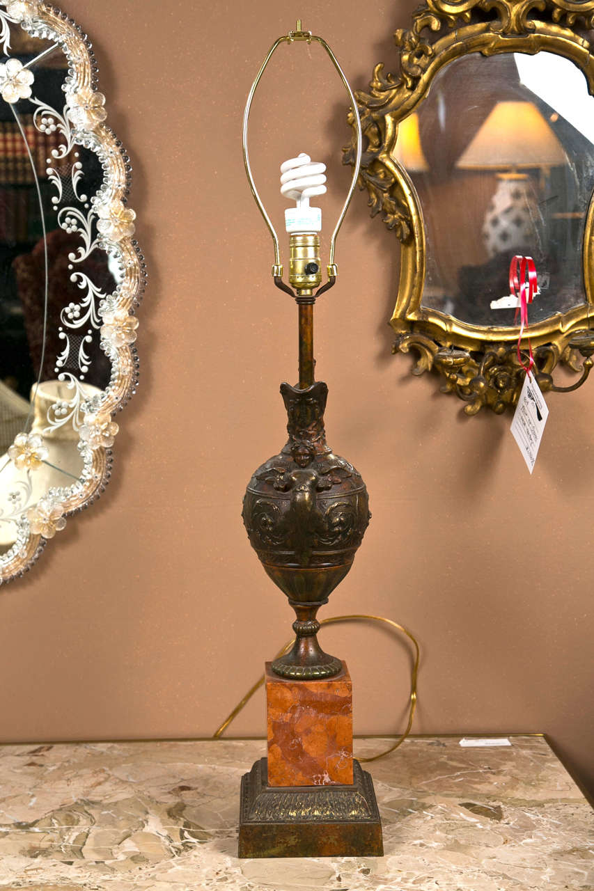 Pair of Bronze Ewers Mounted as Lamps 1