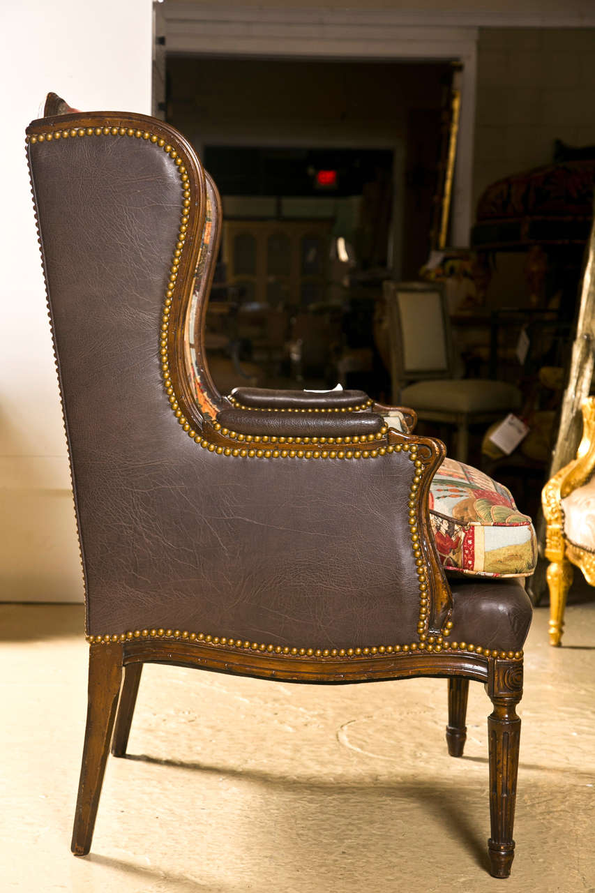 Mid-20th Century French Louis XVI Style Wing Back Bergere Chair