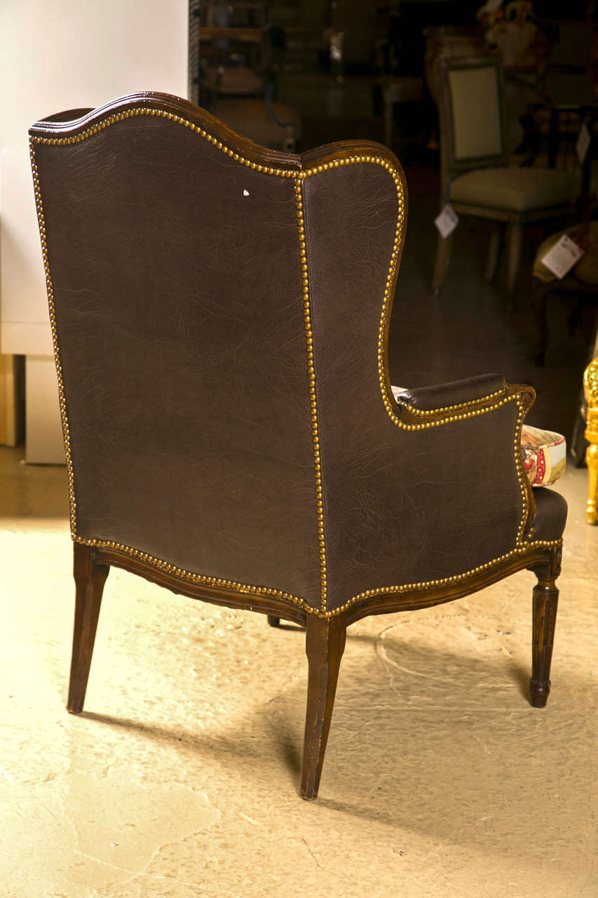 French Louis XVI Style Wing Back Bergere Chair 2