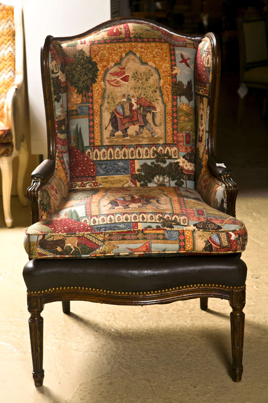 French Louis XVI Style Wing Back Bergere Chair 4