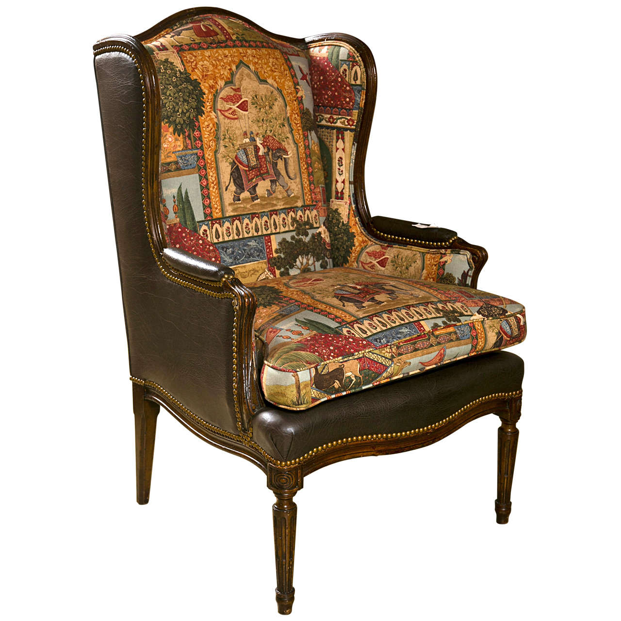 French Louis XVI Style Wing Back Bergere Chair