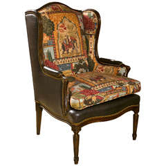 French Louis XVI Style Wing Back Bergere Chair