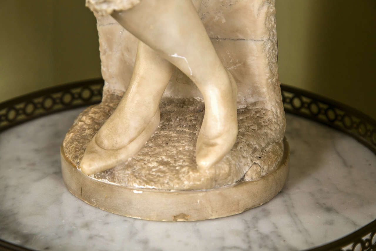 French Alabaster Figure of a Standing Woman Washing Her Hair Nicely Cast