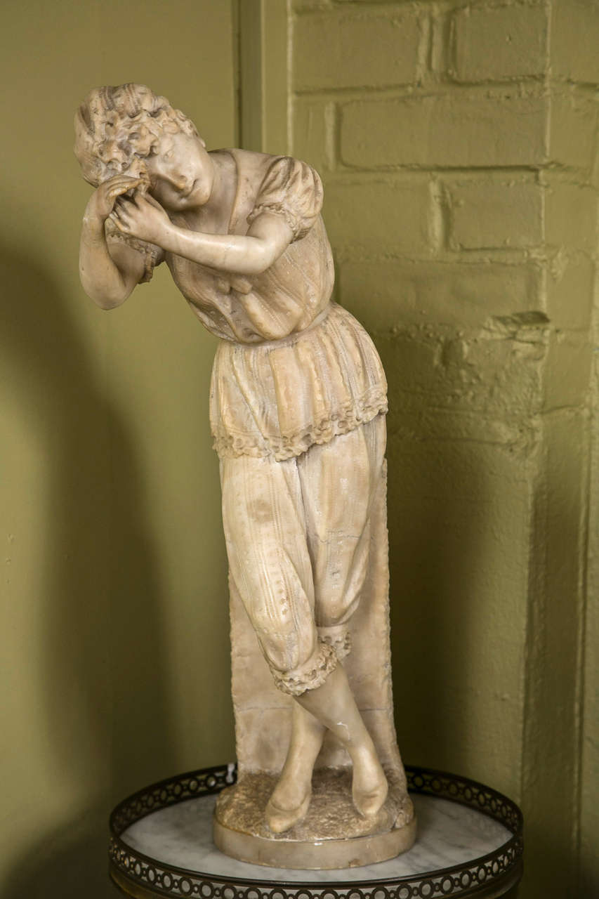 Alabaster Figure of a Standing Woman Washing Her Hair Nicely Cast 1