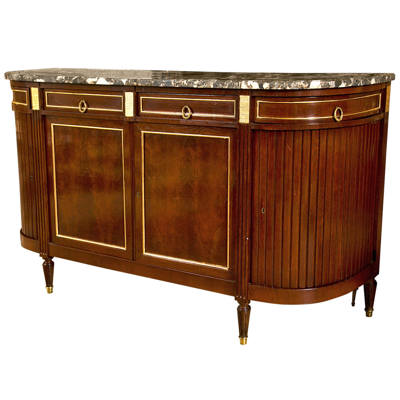 French Mahogany MarbleTop Sideboard at 1stDibs
