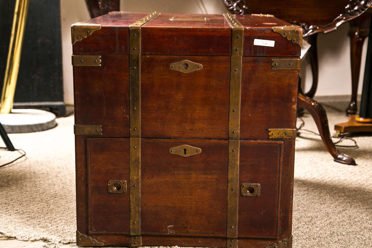 Campaign Style Mahogany Chest Side Table at 1stdibs