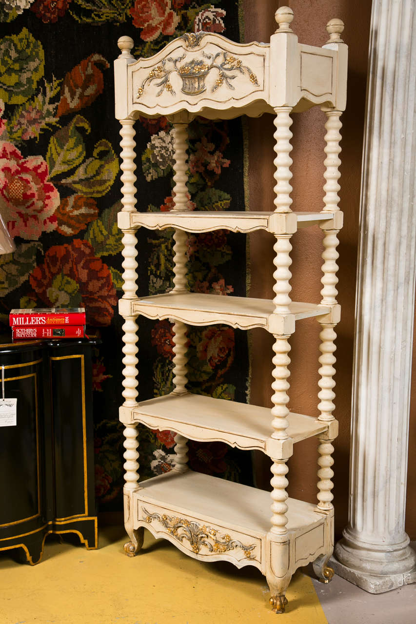 Pair of Decorative Painted Etagere Bookcases For Sale at 1stdibs