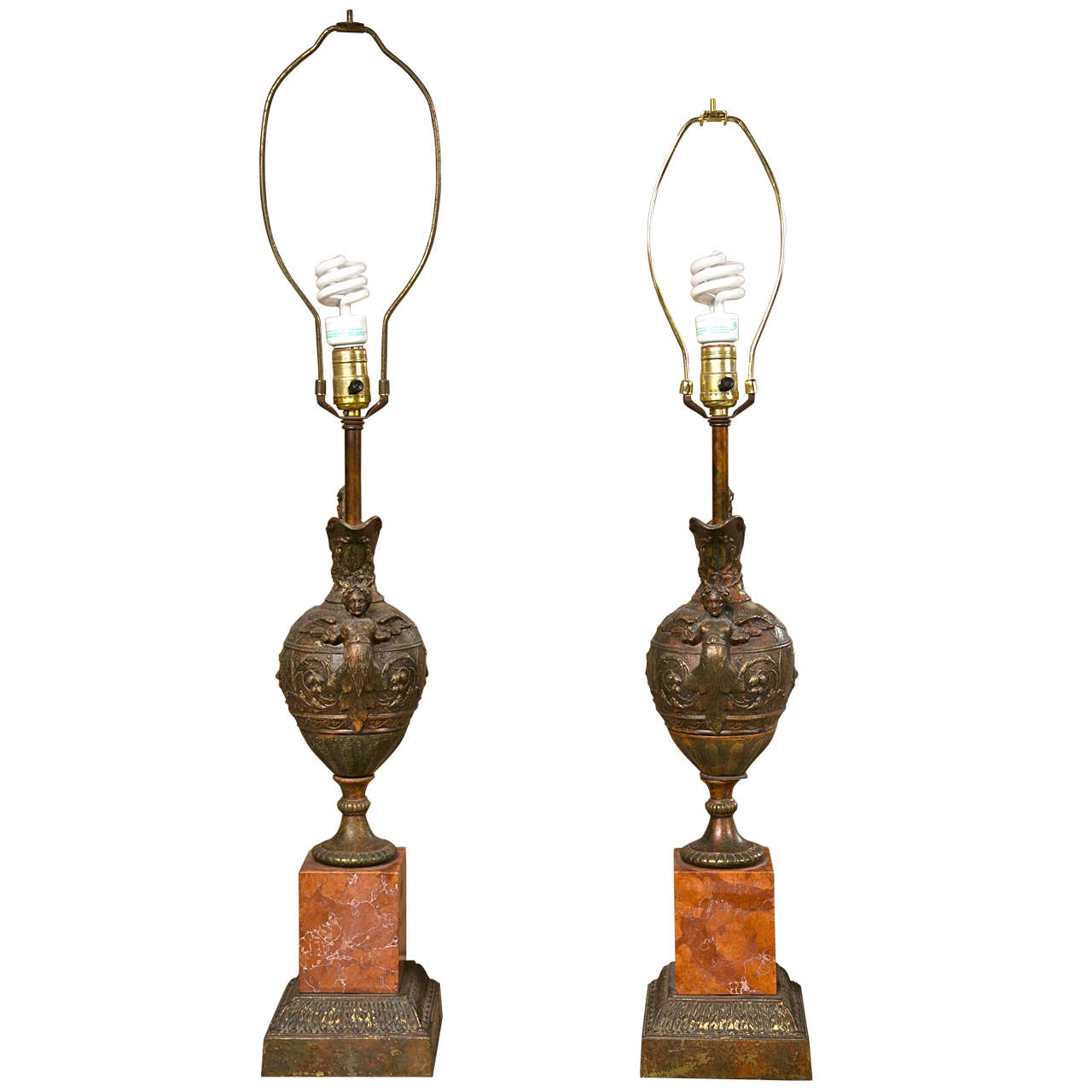 Pair of Antique Bronze Statues Mounted as Lamps For Sale at 1stDibs