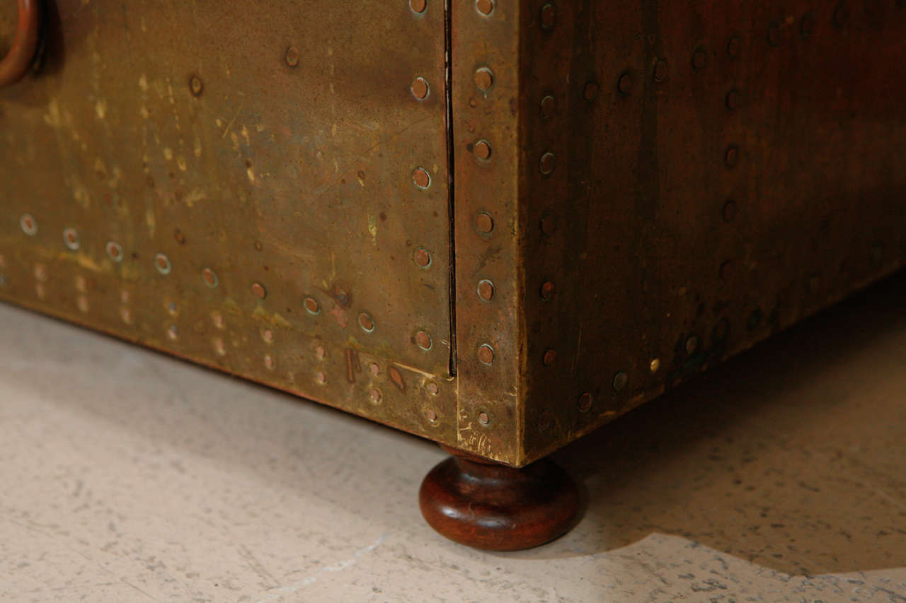 Mid-20th Century 2 Drawer Brass Cabinet by Sarried