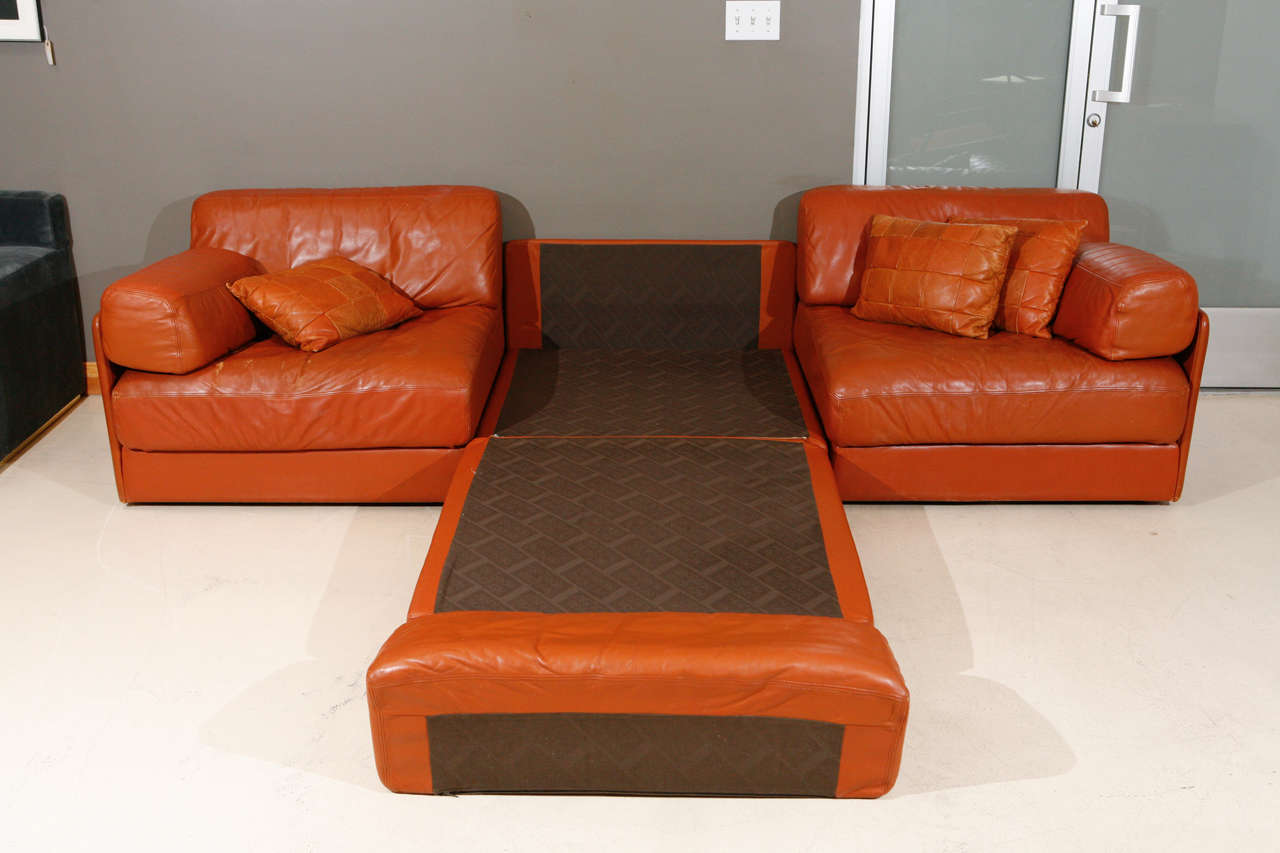 Modular Leather Sleeper Sofa by De Sede In Excellent Condition In Los Angeles, CA