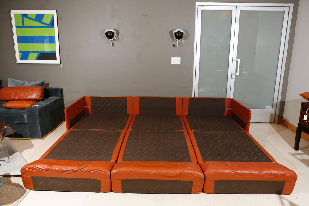 Modular Leather Sleeper Sofa by De Sede 1