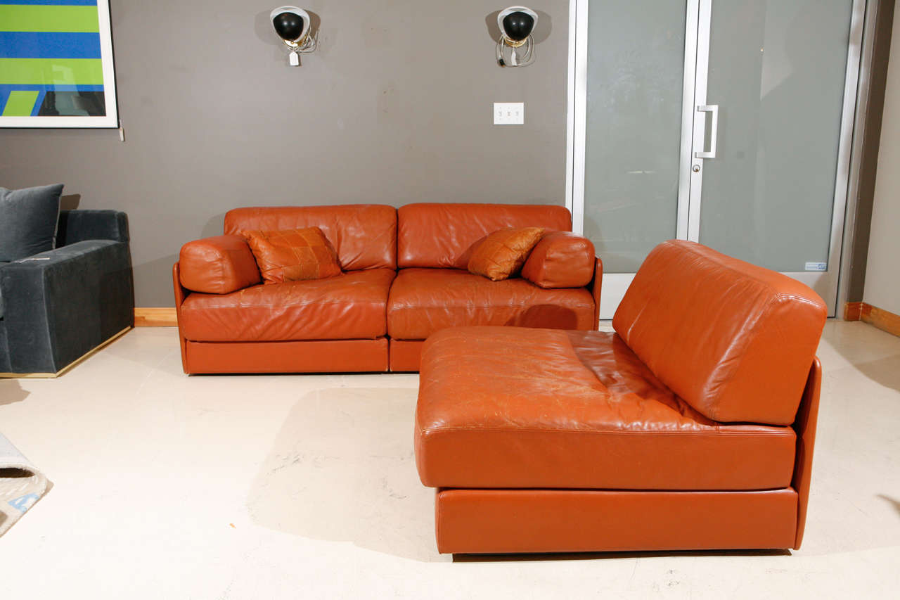 Modular Leather Sleeper Sofa by De Sede 4