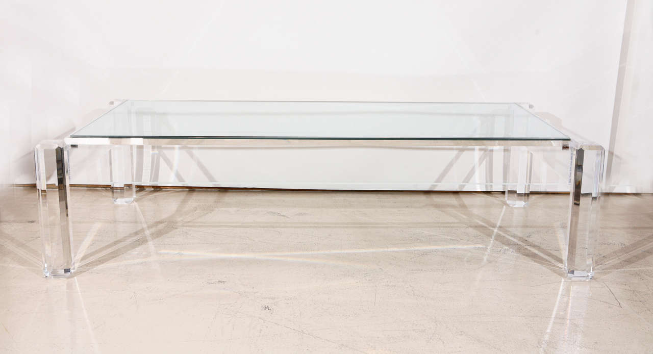 Lucite and Glass Coffee Table at 1stdibs