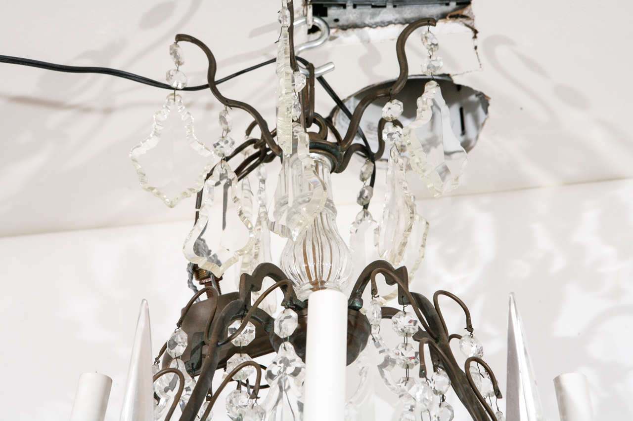 French Cut Crystal Chandelier In Good Condition In Cathedral City, CA