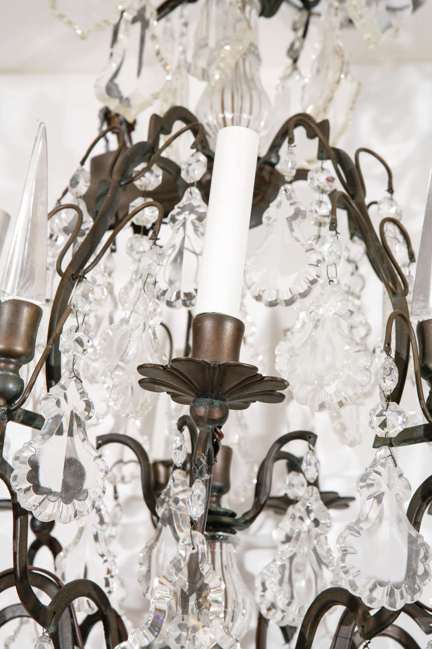 Bronze French Cut Crystal Chandelier