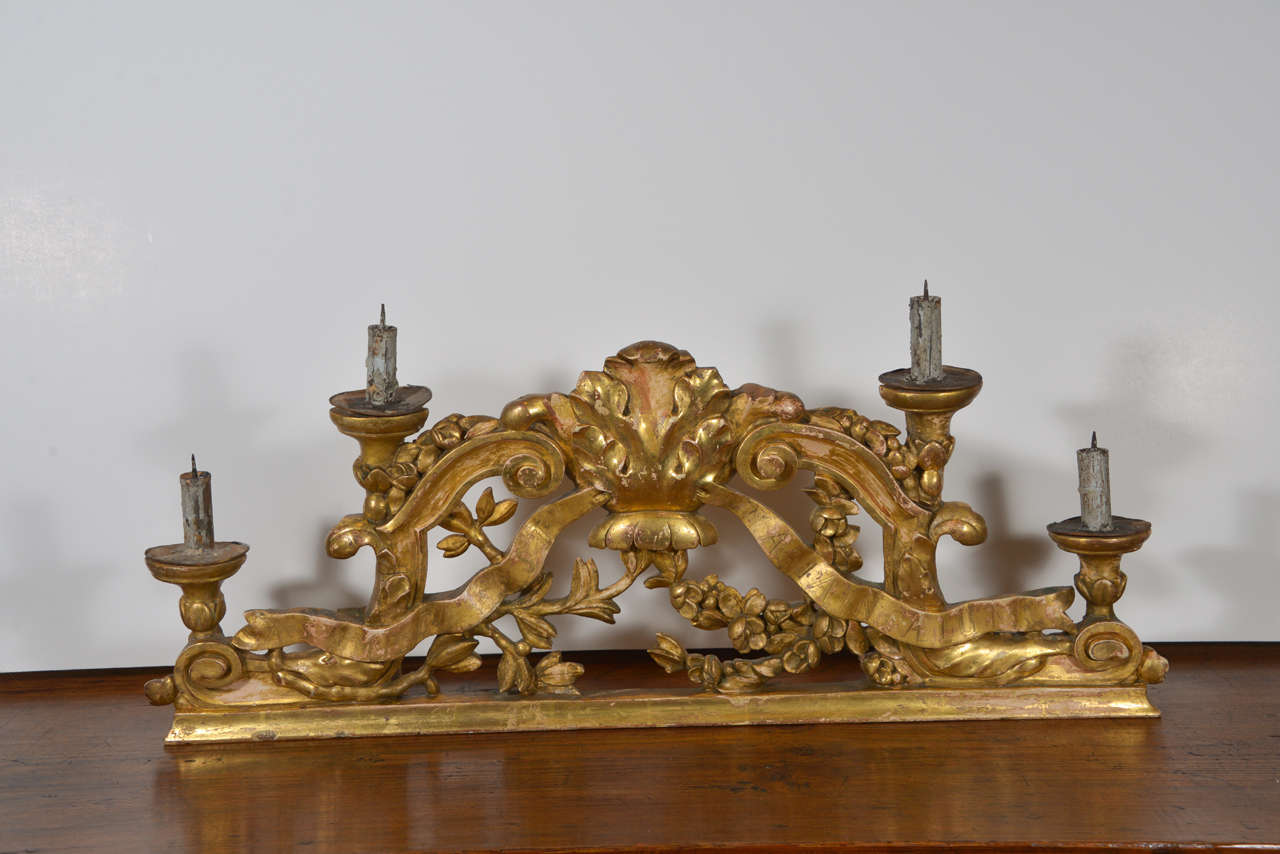 Beautifully carved gilt altar piece with rich patina.