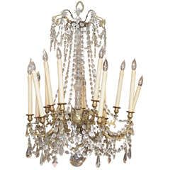 French Charles X Bronze and Crystal Chandelier with Eighteen Arms