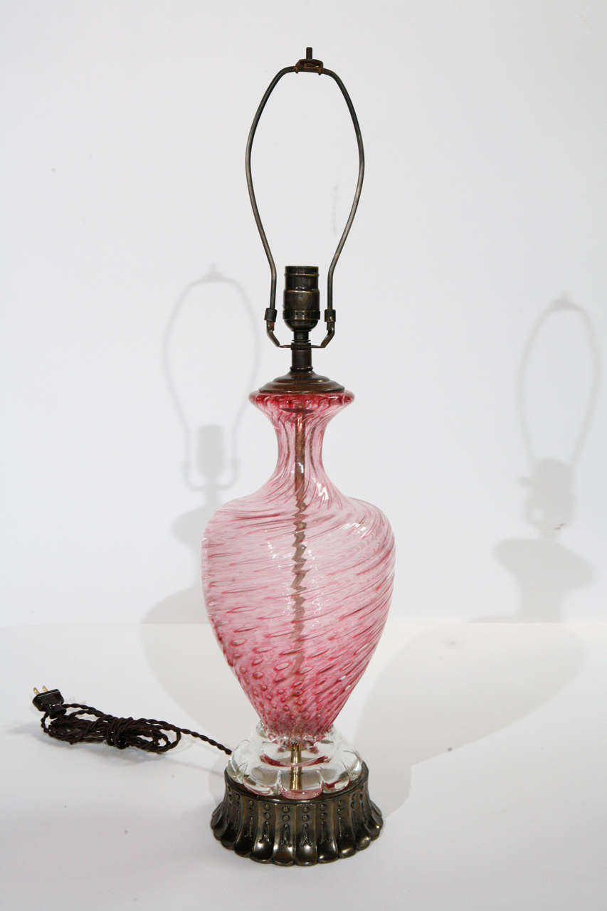 Mid-Century Modern Vintage Pink Murano Lamp