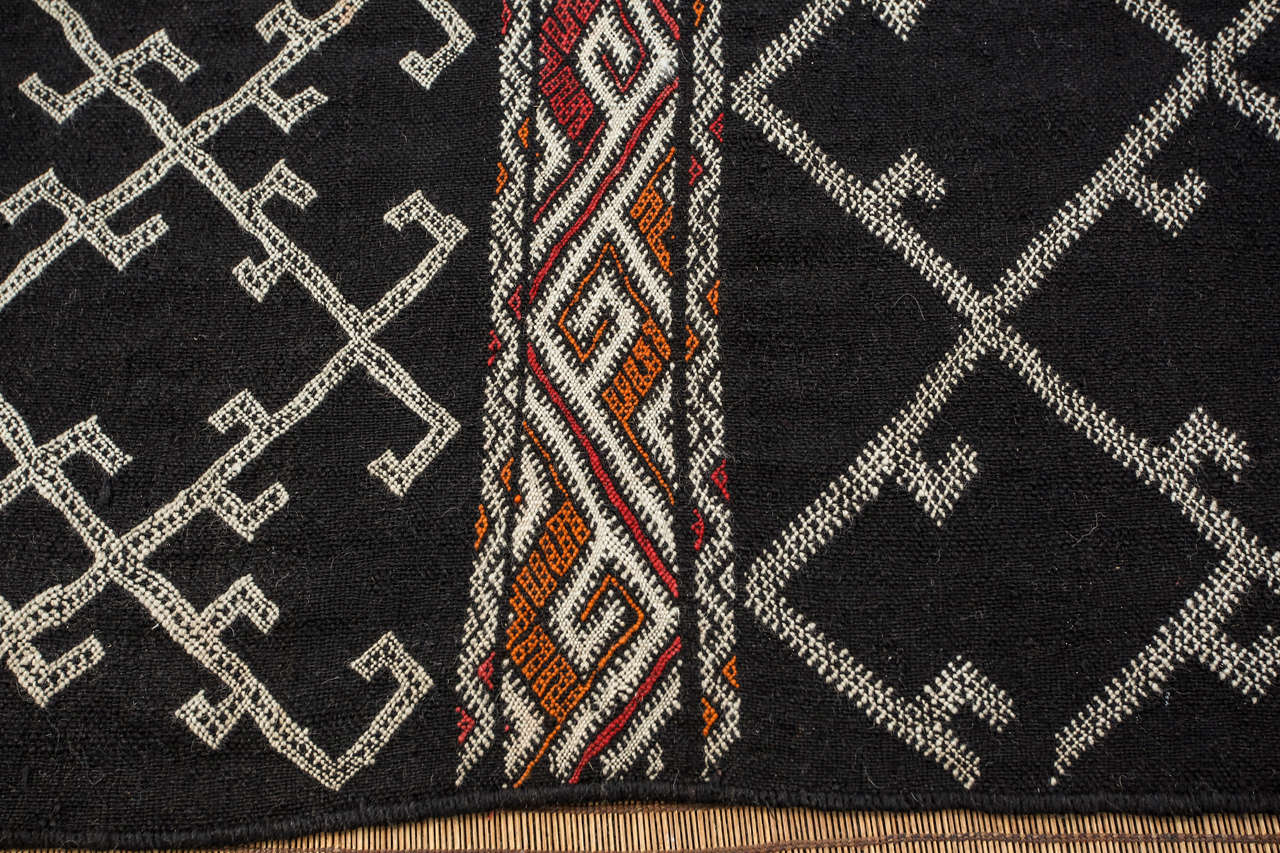 Hand-Woven Vintage Black African Tuareg Moroccan Rug