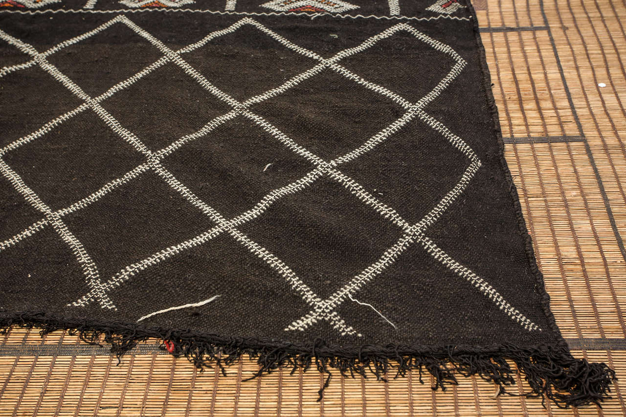 Vintage Black African Tuareg Moroccan Rug In Good Condition In North Hollywood, CA
