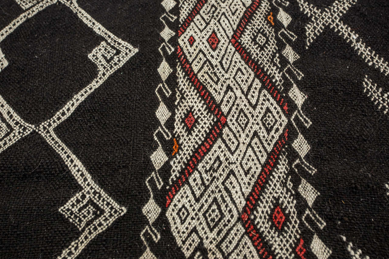 Wool Vintage Black African Tuareg Moroccan Rug