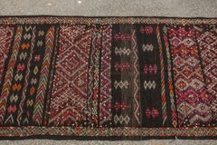 1950s Vintage Moroccan Black Zemmour Kilim Runner Rug